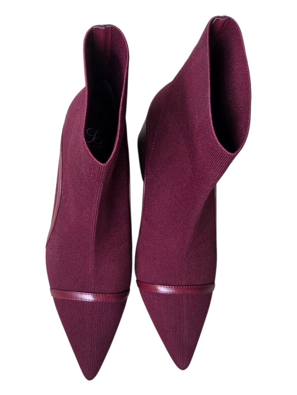 Cosy Island Burgundy Red Pointed Toe Block Heel Sock Boots Booties Size 9.5 - Picture 2 of 7